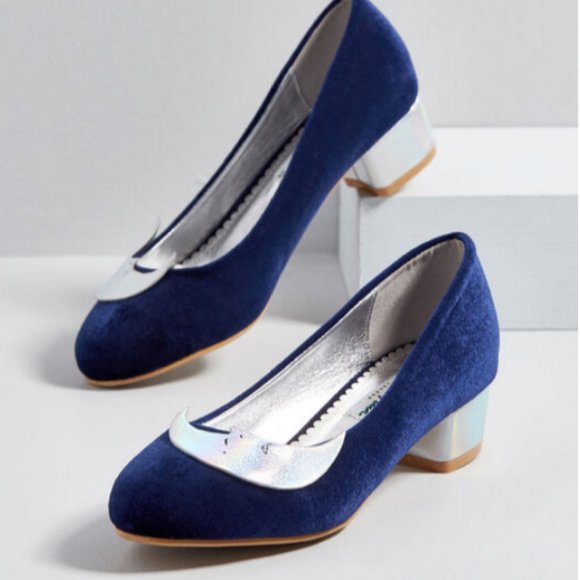 Modcloth Shoes - Modcloth Star & Moon Velvet Block Heels Celestial